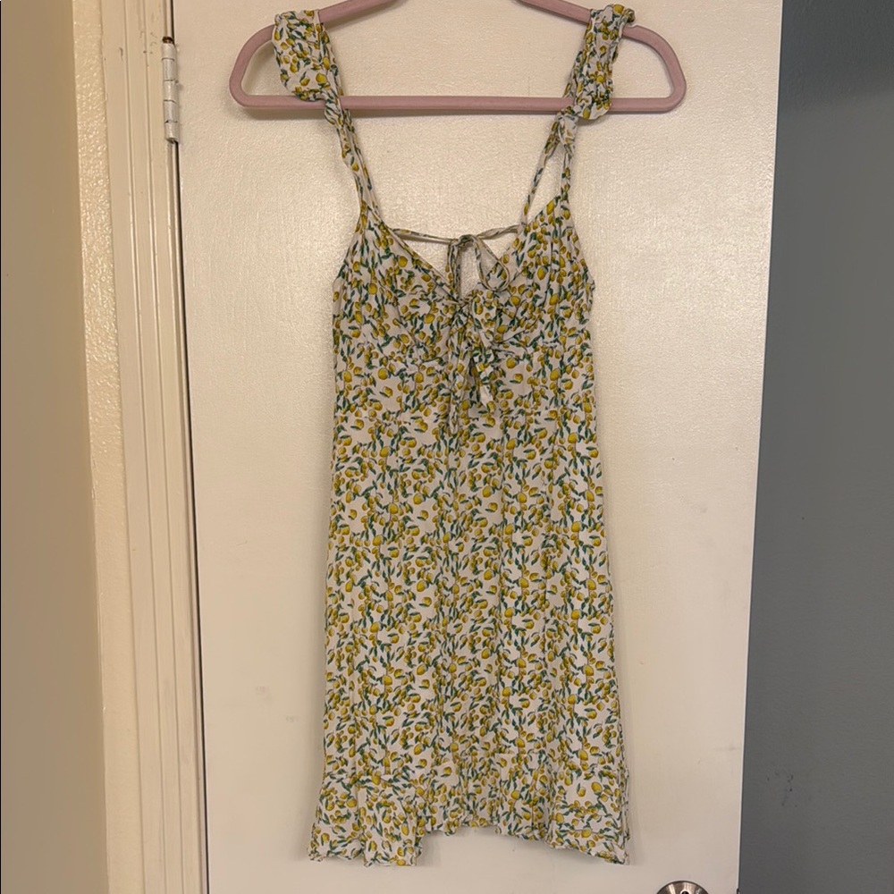 Astr Yellow Sundress with Ruched Detail and Spaghetti Straps